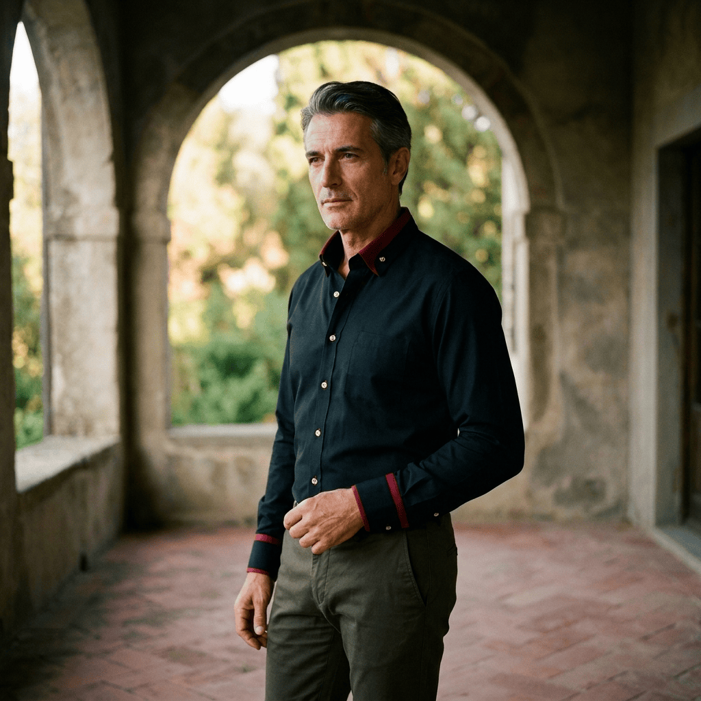 Contrast Collar Dress Shirt — LIQUIDATION PRICE