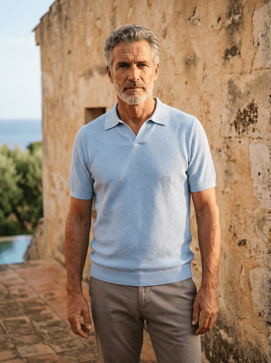 Textured Knit Polo Shirt — LIQUIDATION PRICE